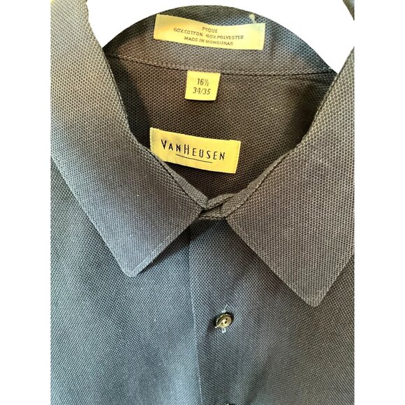 Van Heusen Navy Long Sleeve Dress Shirt Size 16‎ 1/2 34/35 Cotton Blend - Picture 3 of 9